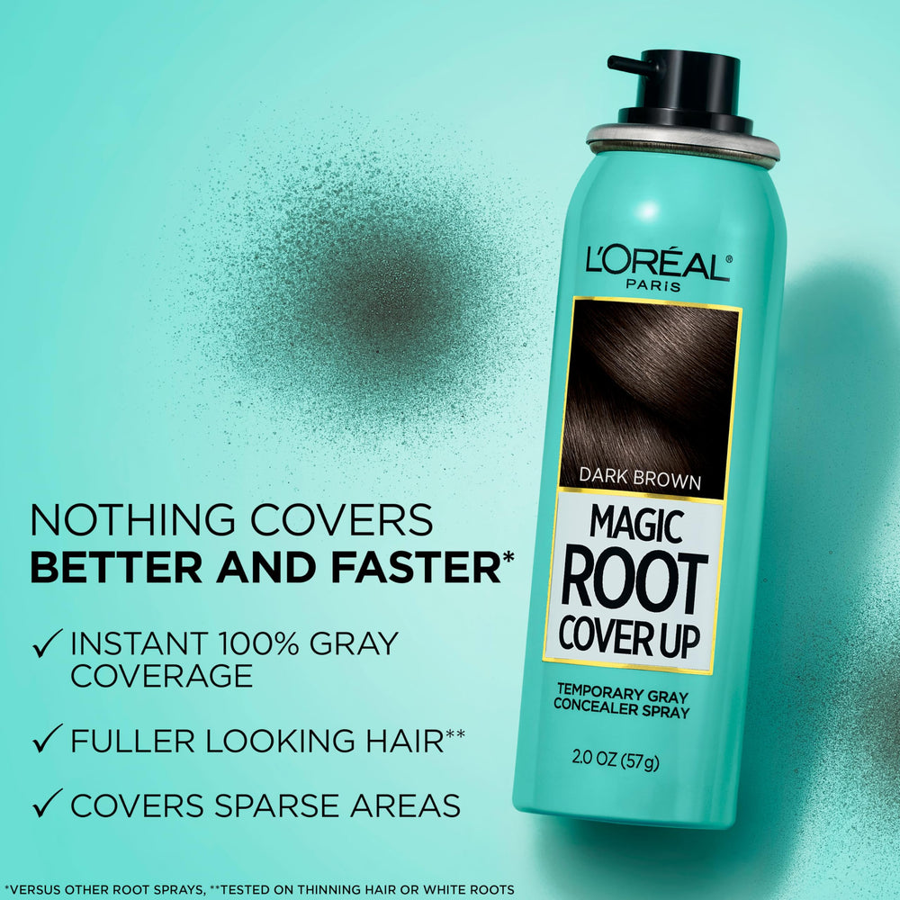 L'Oreal Paris Magic Root Cover Up light golden brown shade blends naturally with warm tones.