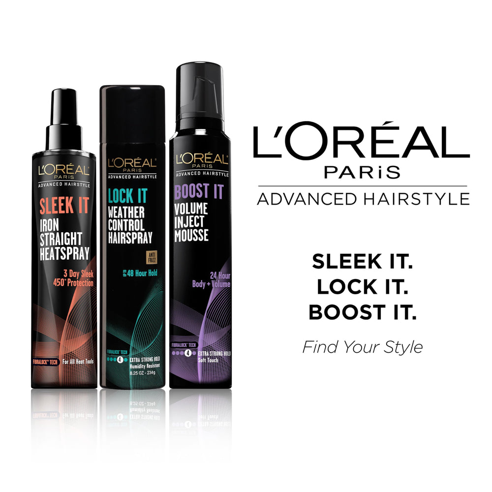 Close-up of LOCK IT spray showing layering for extra hold.