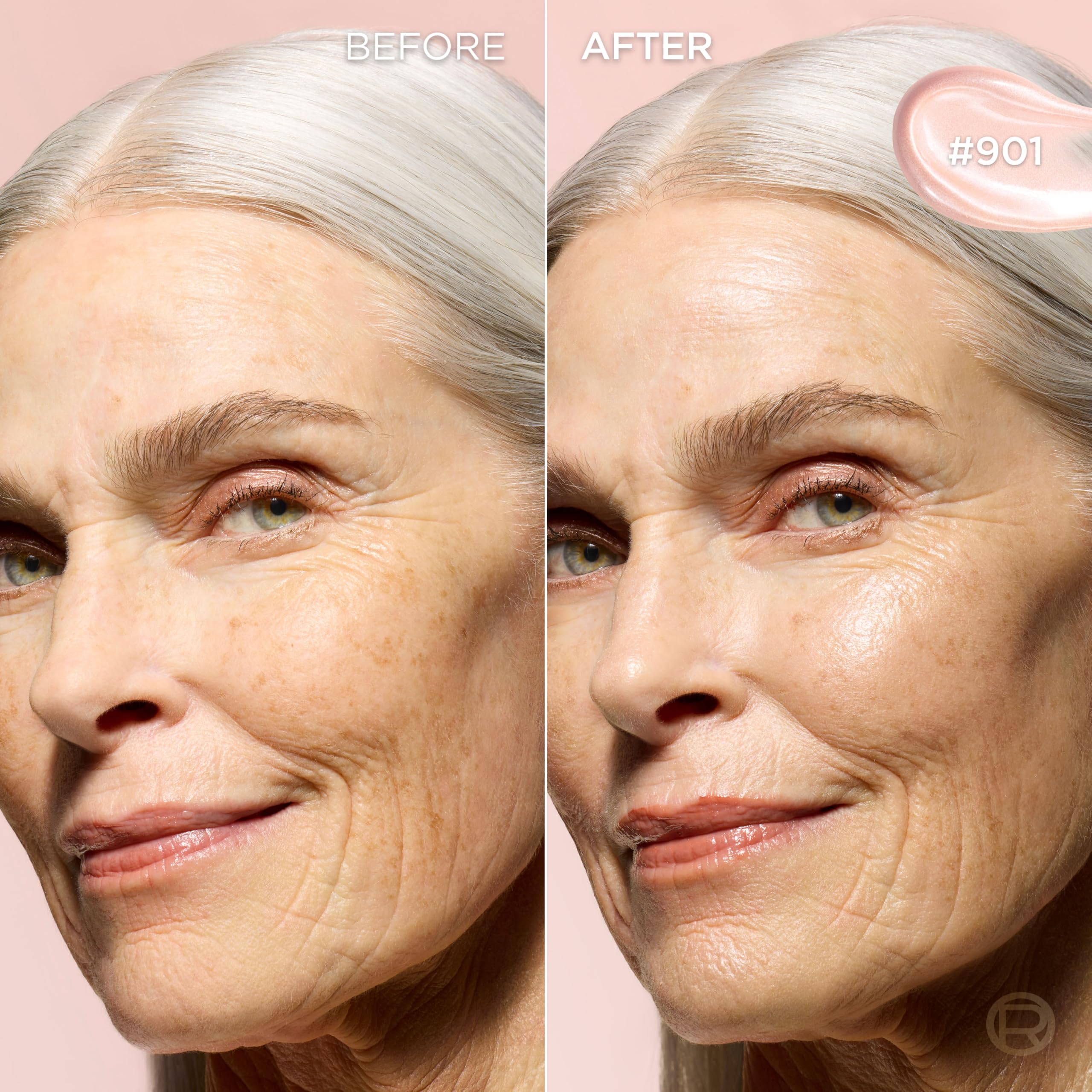 L’Oréal Paris Lumi Glotion en rostro aplicado para brillo suave y radiante
