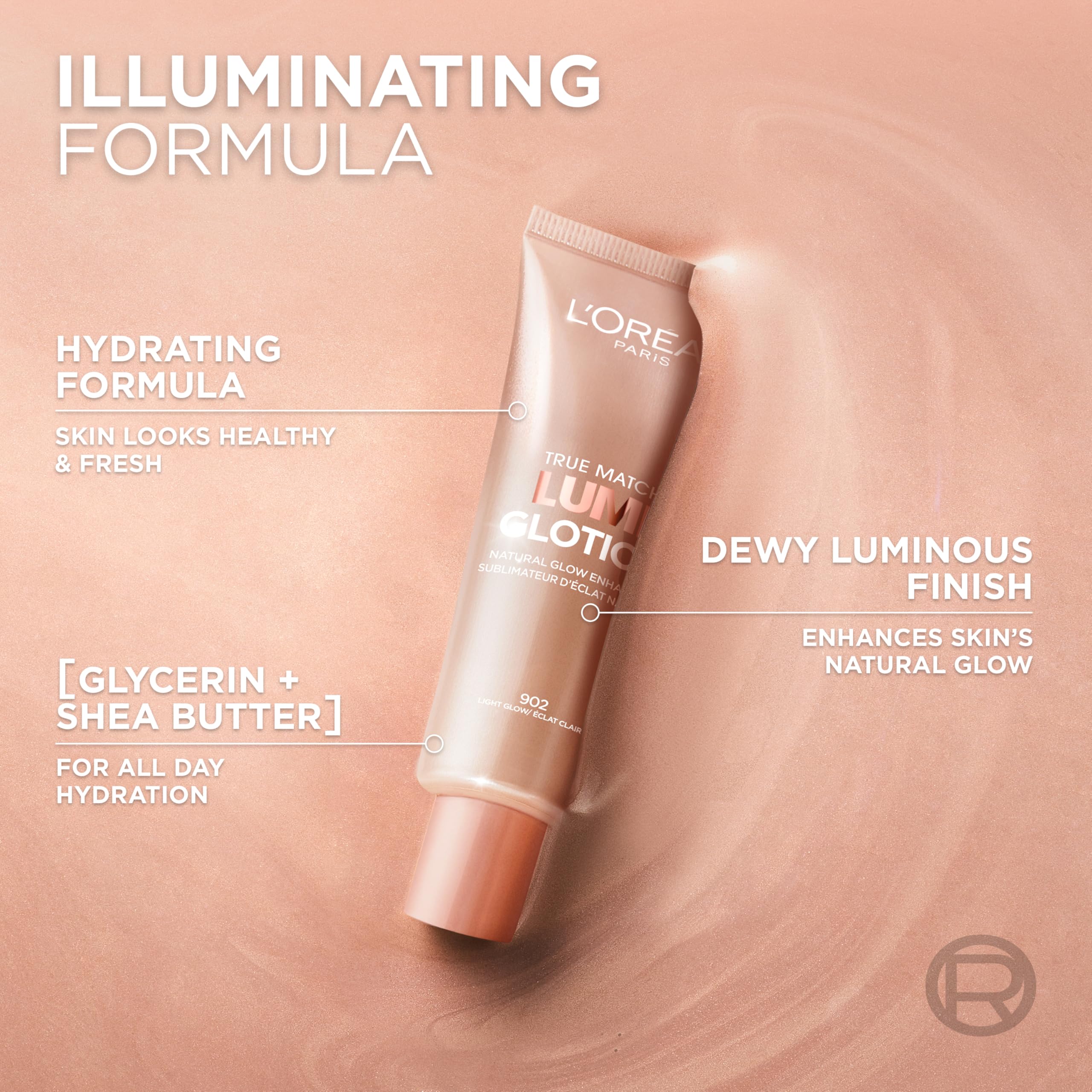L'Oréal Paris Lumi Glotion efecto bronceado sin sol para piel radiante.