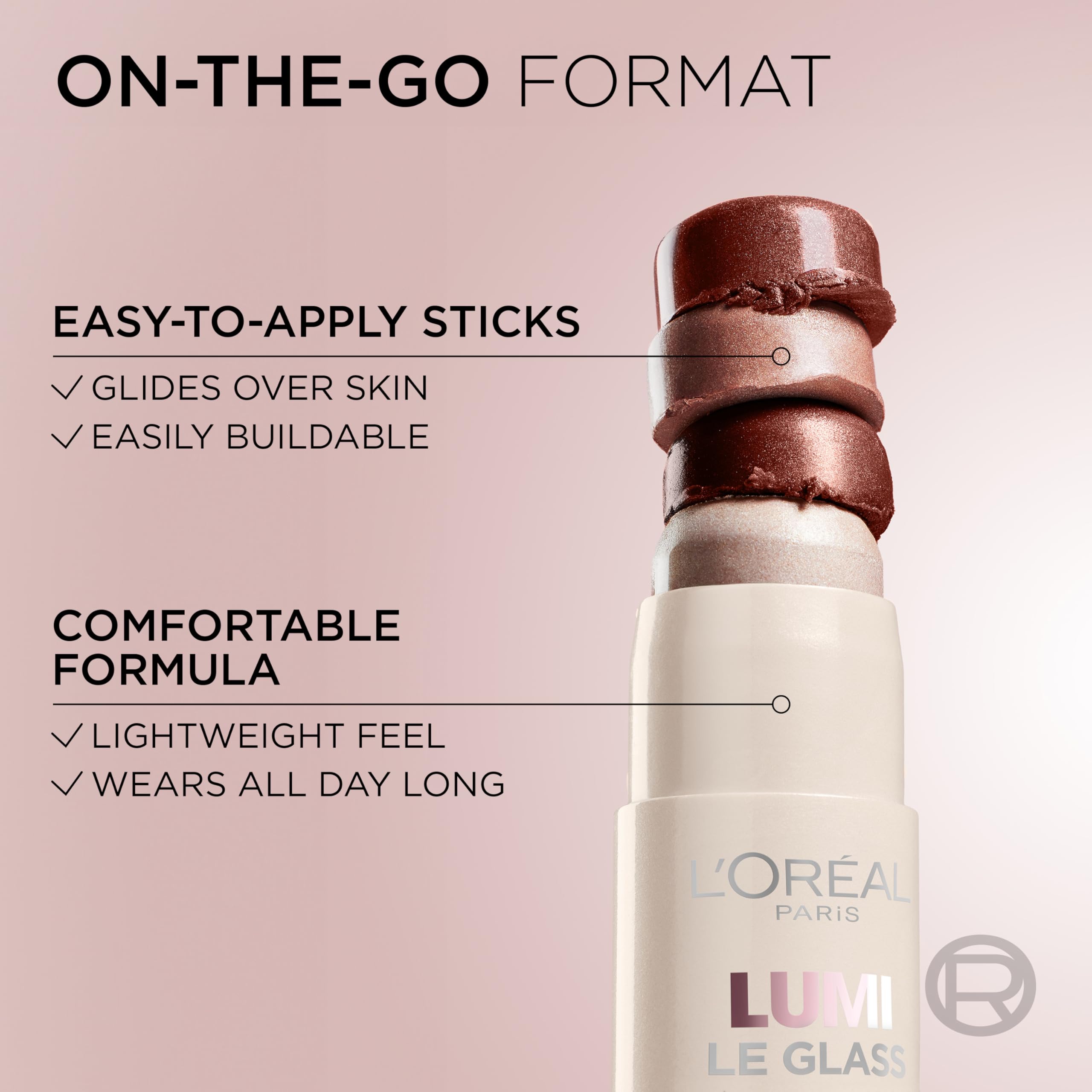 L'Oreal Paris Lumi Le Glass Stick textura ligera que se funde con la piel