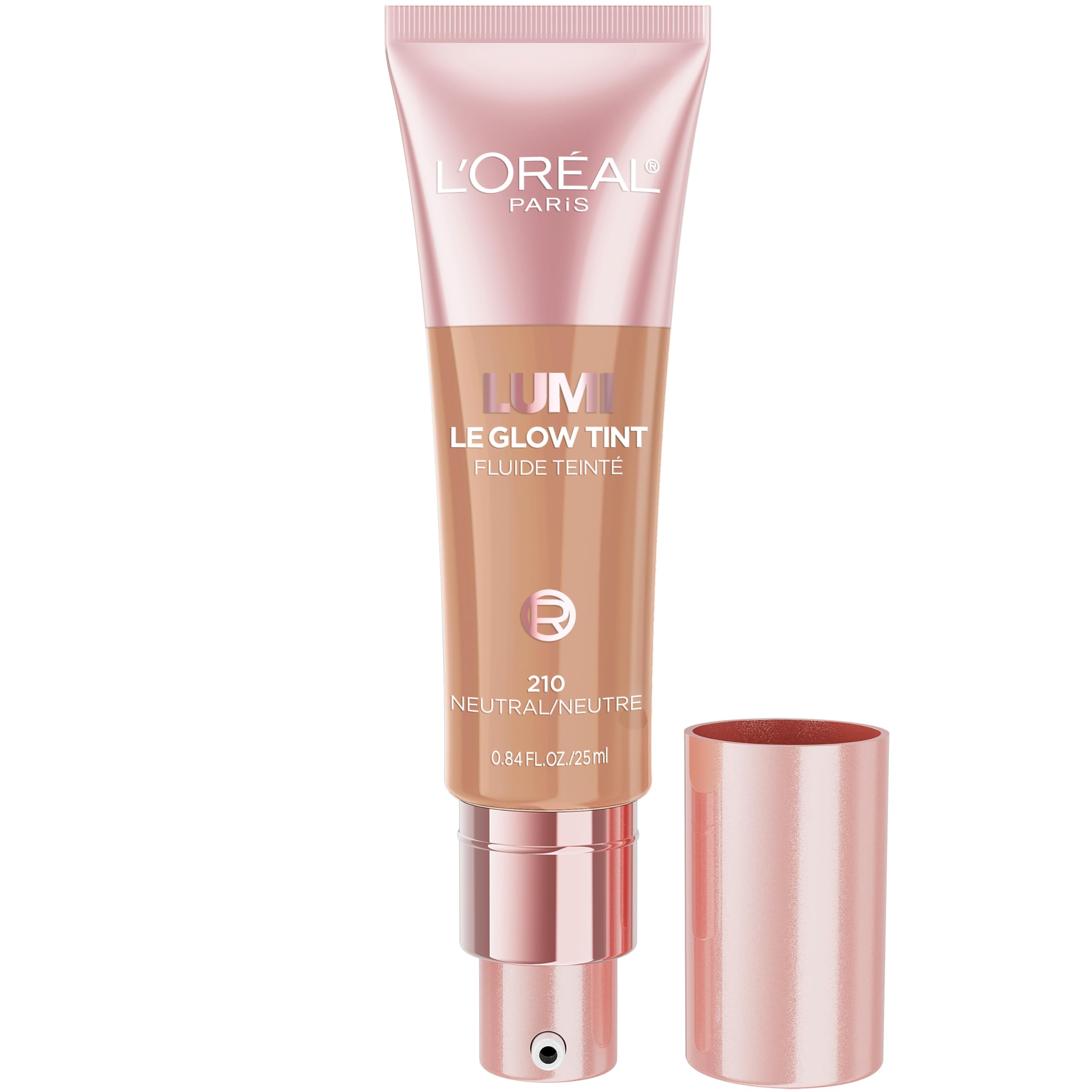 L'Oreal Paris Lumi Le Glow Tint bottle close-up for a luxe glow.
