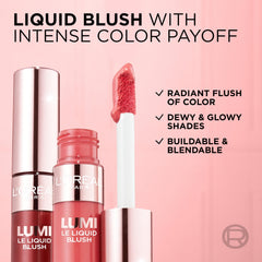 L'Oreal Paris Lumi Le Liquid Blush coral intenso: efecto colorete vibrante para destacar mejillas.