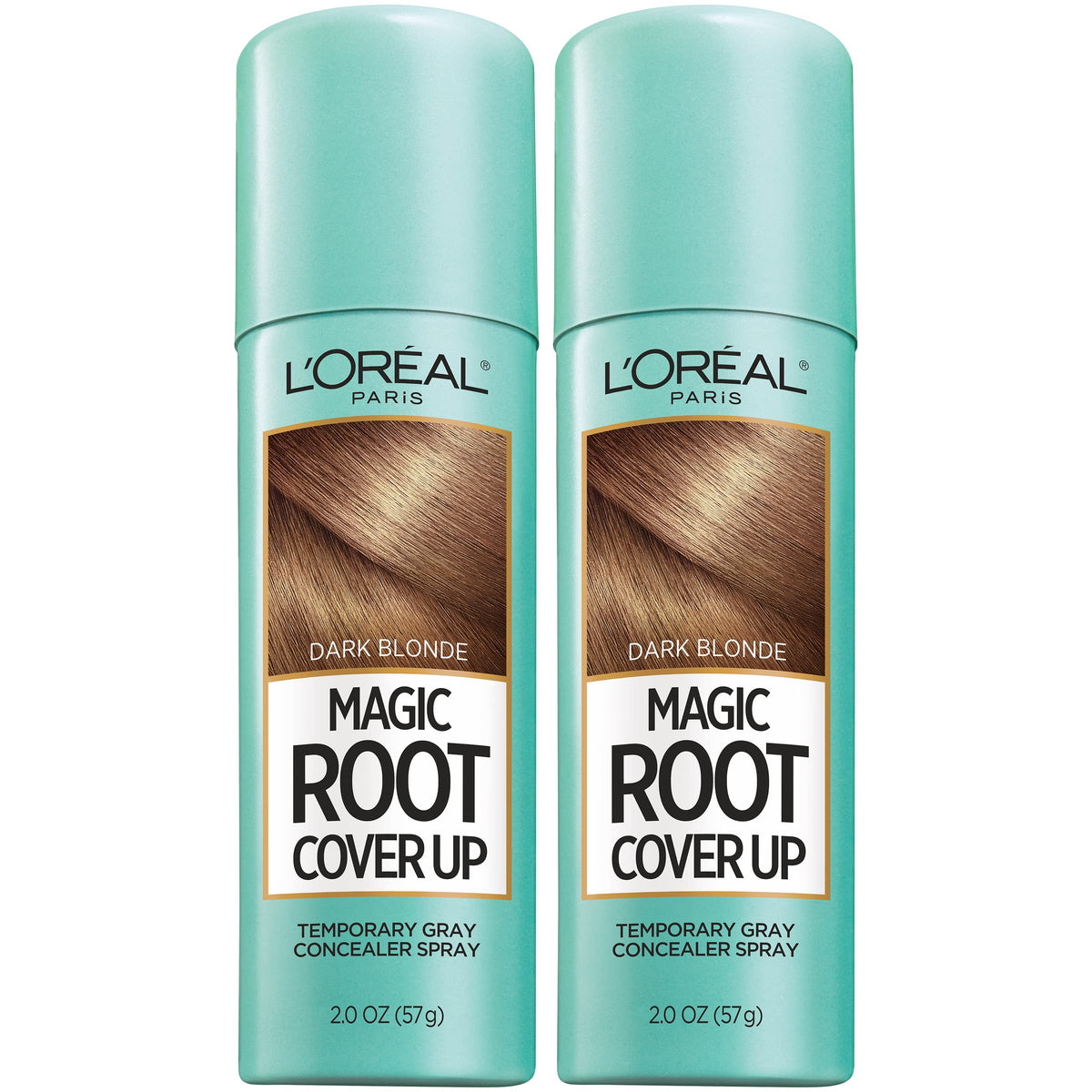 L'Oreal Paris Magic Root Cover Up dark blonde spray bottle conceals gray roots quickly.