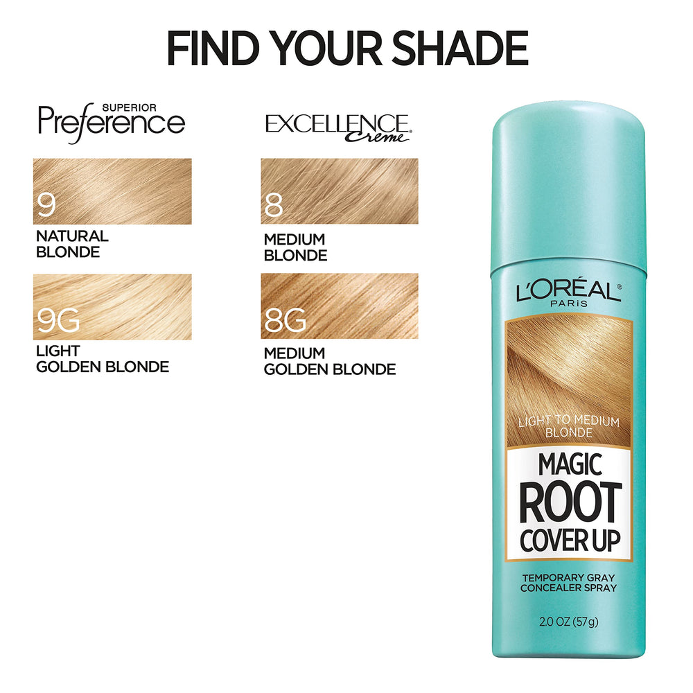L'Oreal Paris Magic Root Cover Up matches Excellence or Superior Preference shades.
