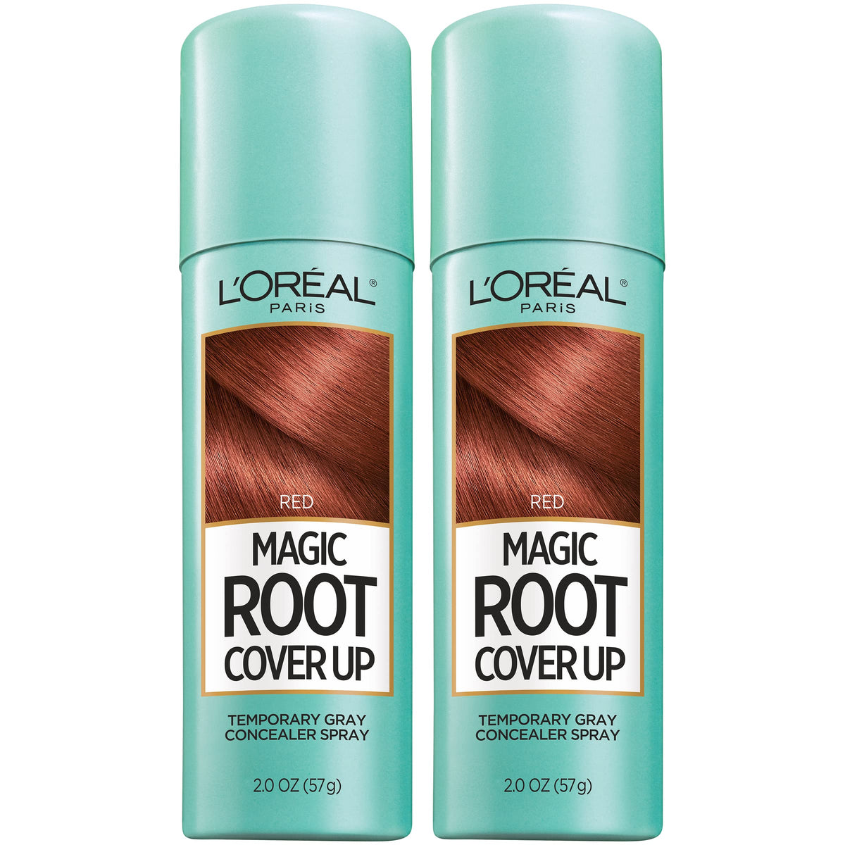L'Oreal Paris Magic Root Cover Up spray applied to roots for fast gray coverage.