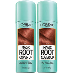 L'Oreal Paris Magic Root Cover Up spray applied to roots for fast gray coverage.