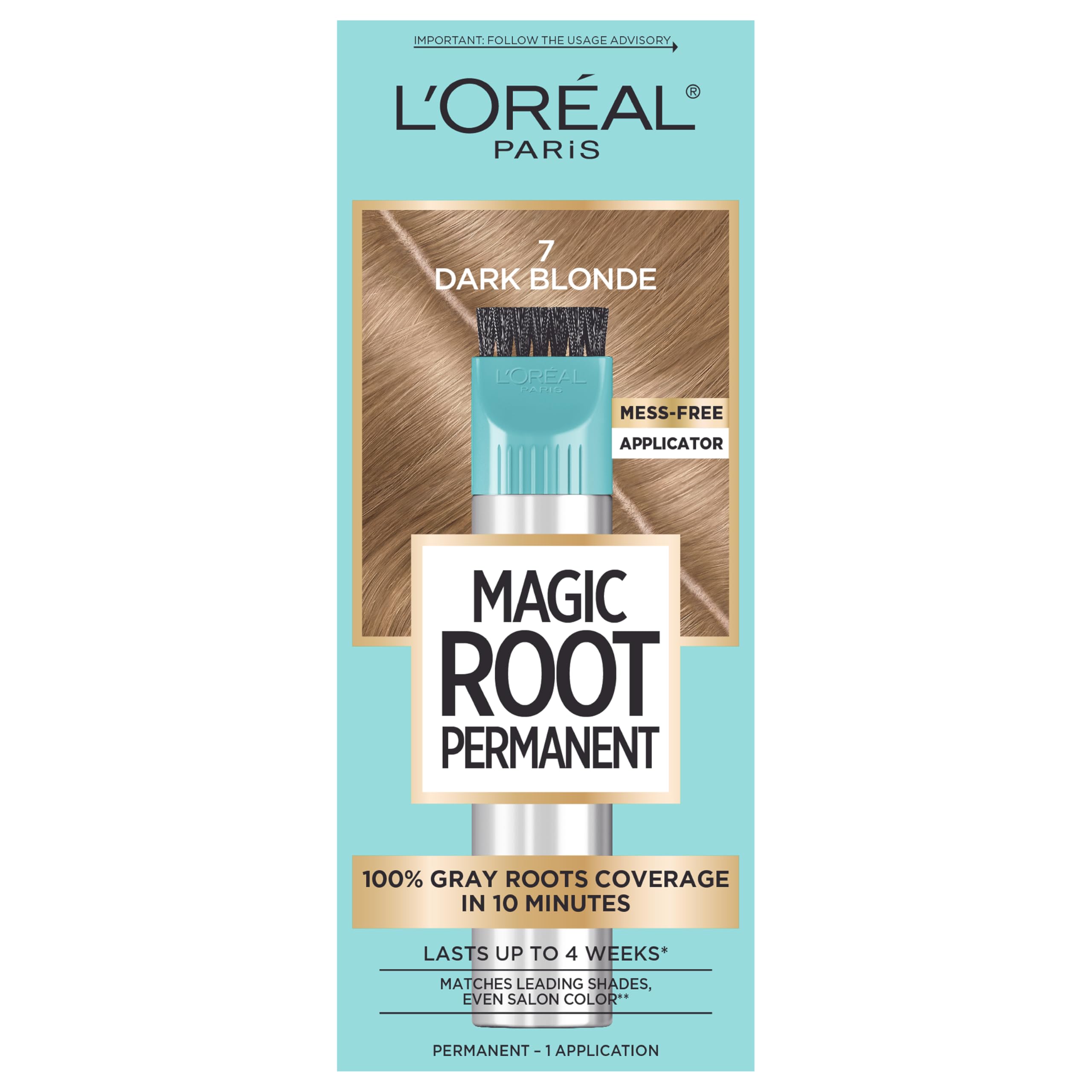 L'Oreal Paris Magic Root Rescue packaging front view for quick root touch-ups.