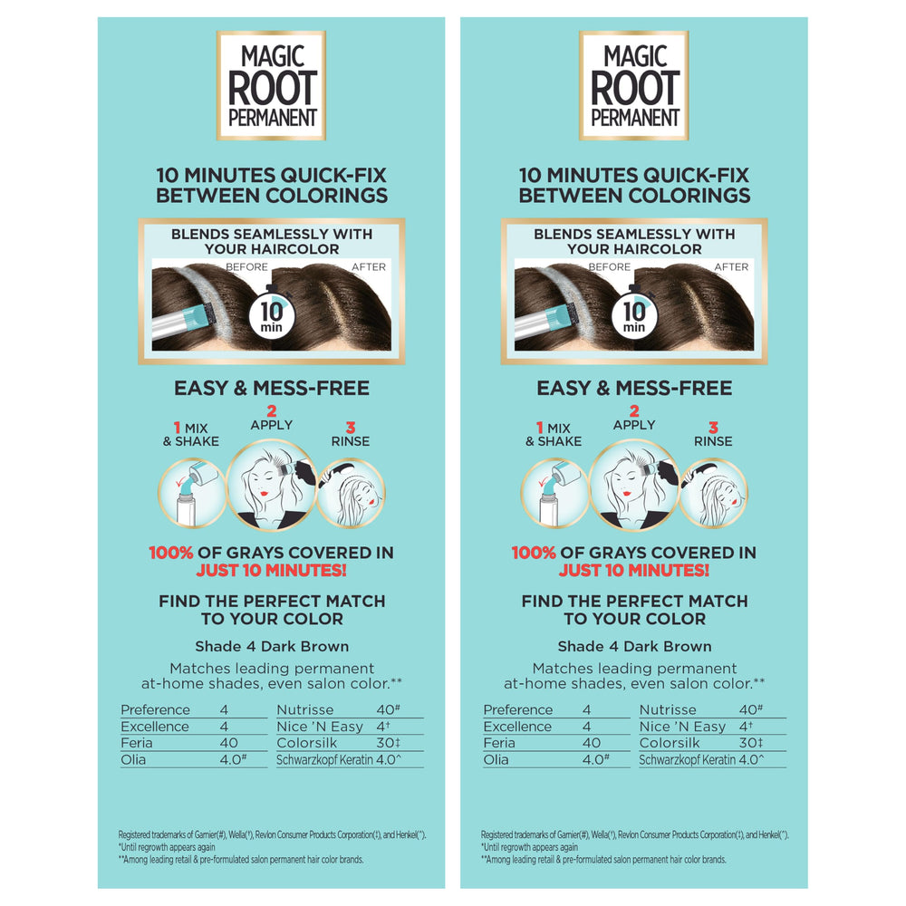 Shade options from L'Oreal Paris Magic Root Rescue help quick color matching.