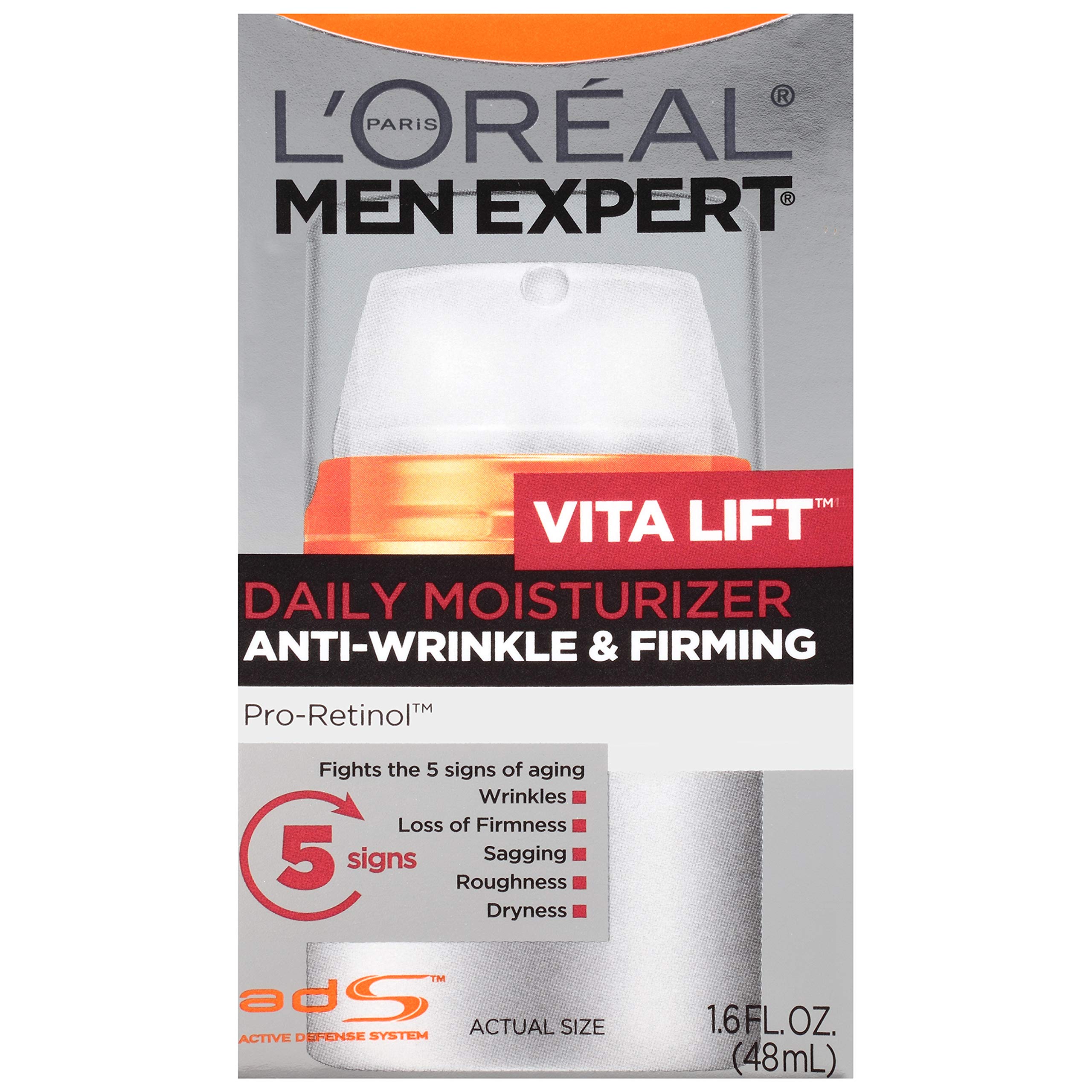 L’Oréal Paris Men Expert Vitalift frasco dosificador para uso diario.