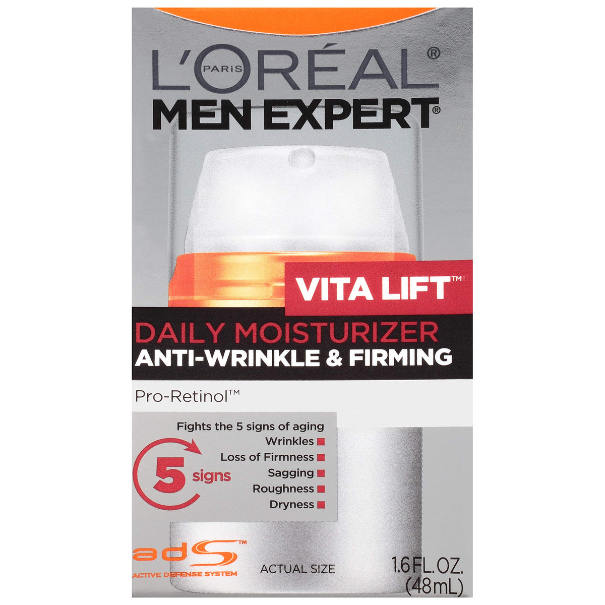 L’Oréal Paris Men Expert Vitalift frasco dosificador para uso diario.