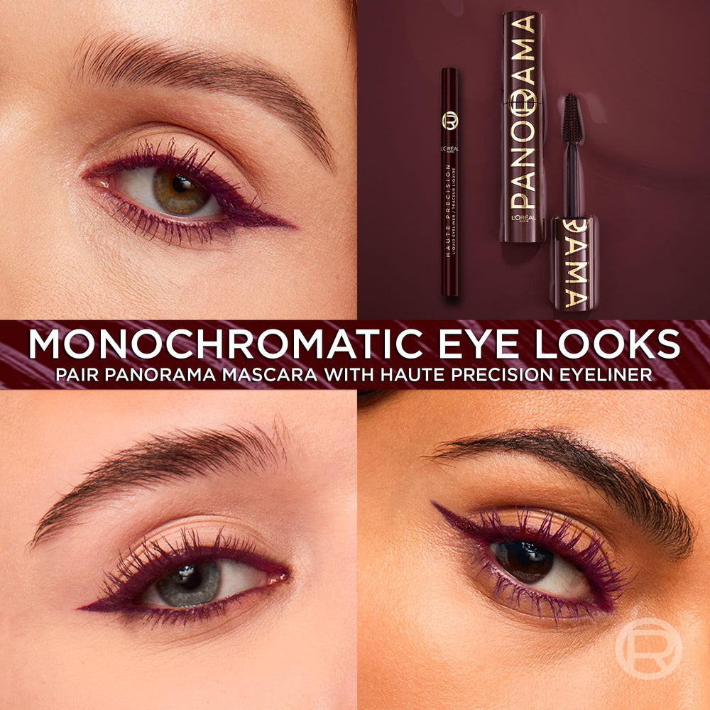 L’Oréal Paris Panorama Chromático Mascara resiste manchas y grumos para acabado limpio.