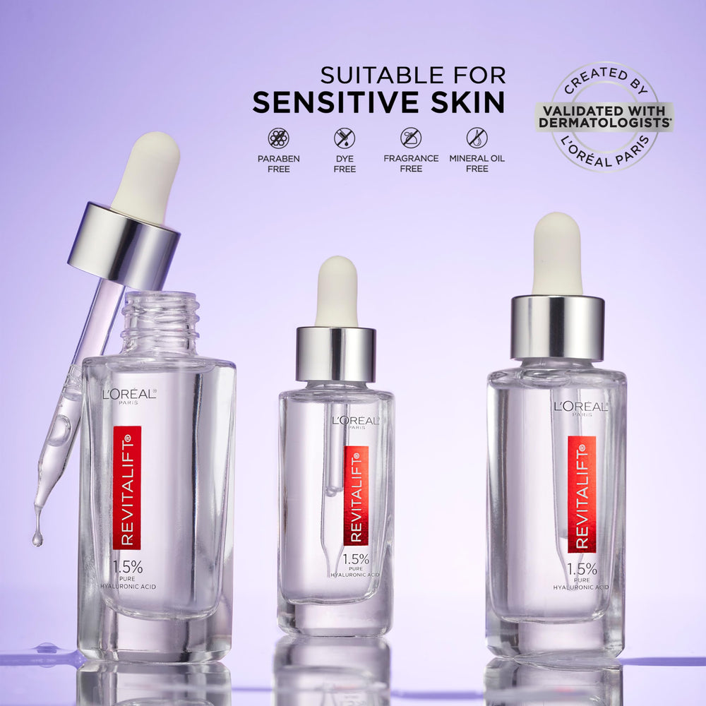 Fragrance-free Revitalift formula by L'Oreal Paris ideal for sensitive skin.