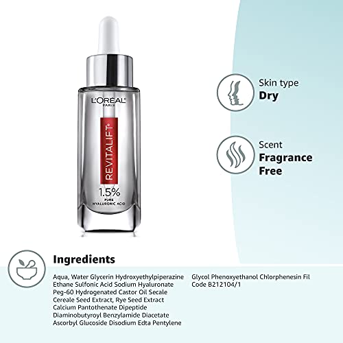 Packaging label highlights fragrance-free and dermatologist-tested Revitalift serum.