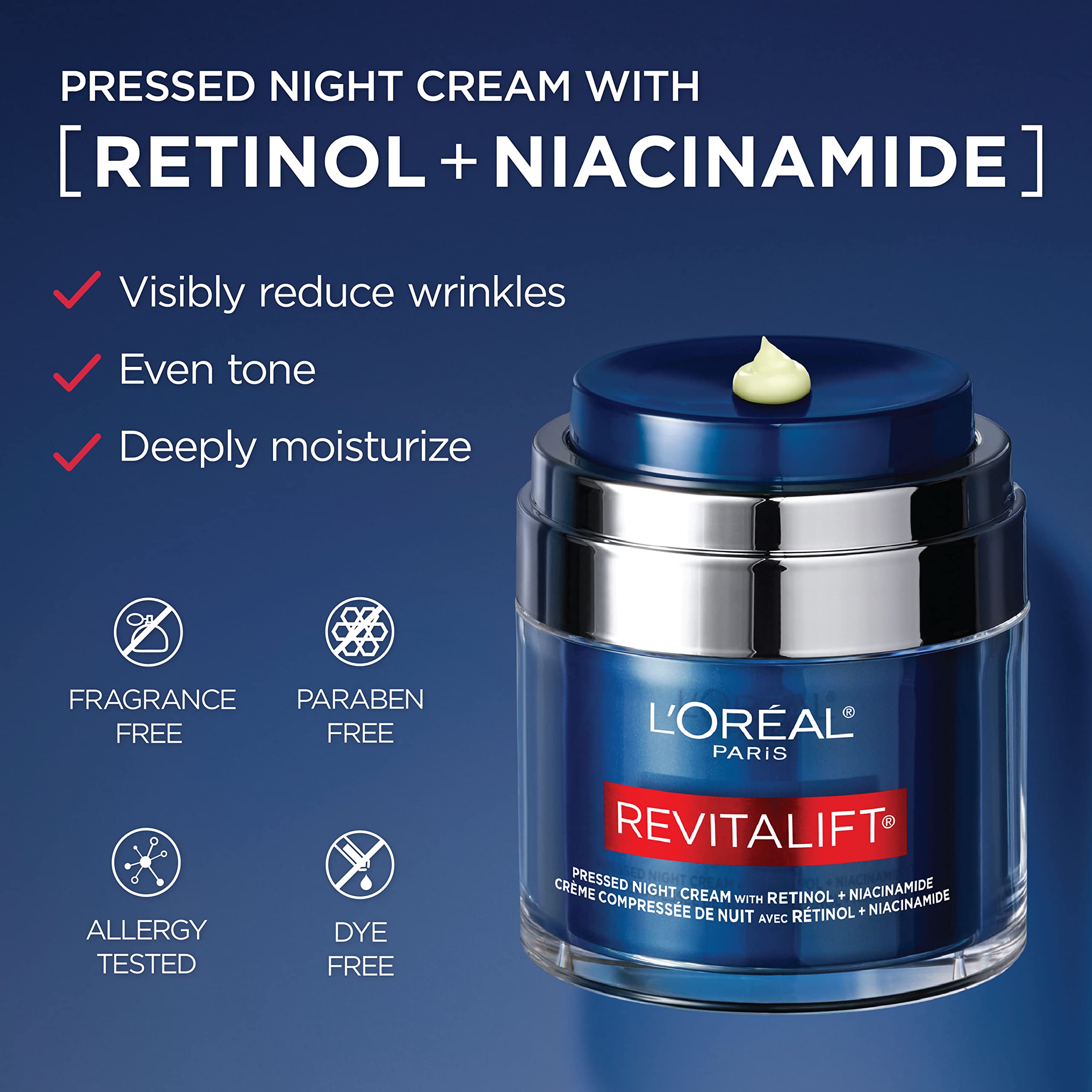 Doser-jar detail of Revitalift pressed night cream by L'Oreal Paris