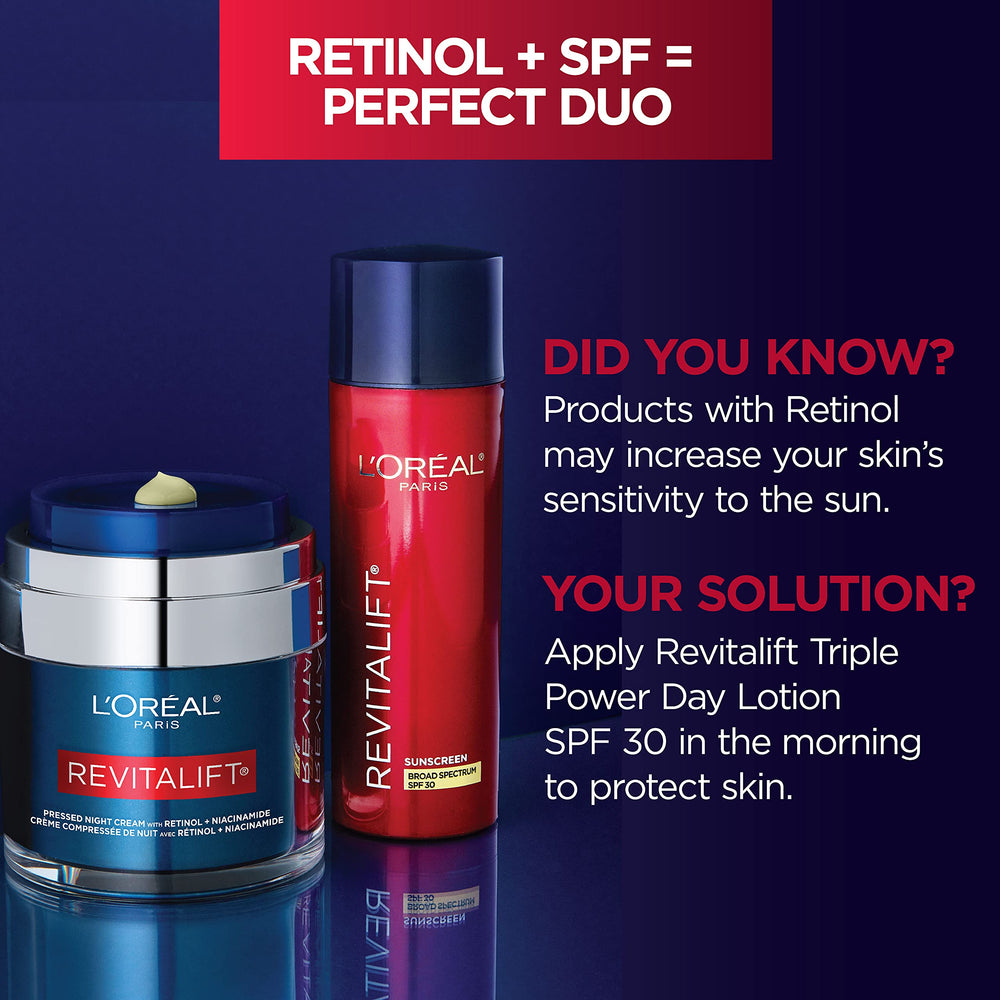 Ingredients highlight retinol and niacinamide in Revitalift formula