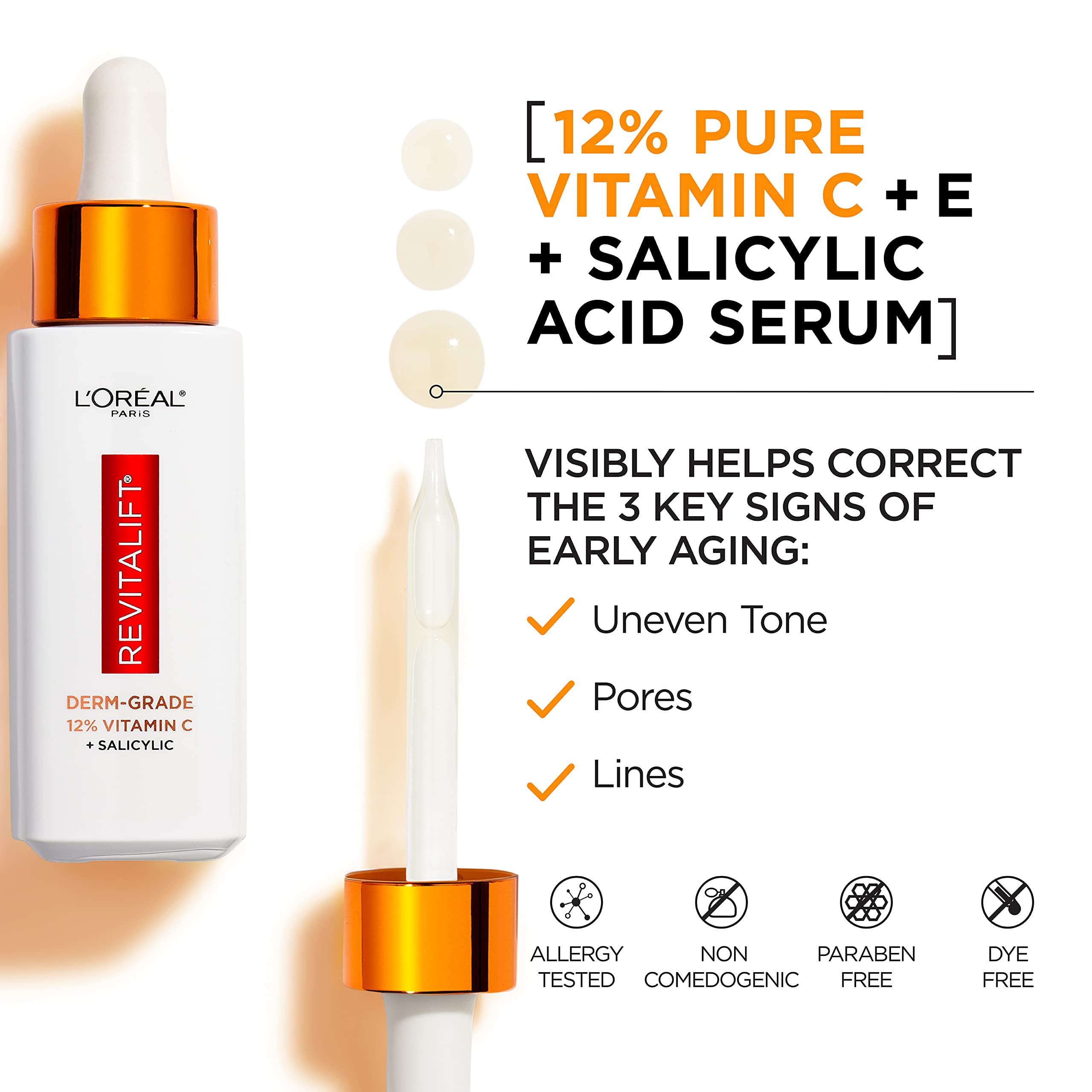 Non-greasy, lightweight Revitalift serum texture for daily use.