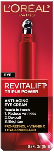 L'Oreal Paris Revitalift eye cream close-up of wrinkles seeking smoothing