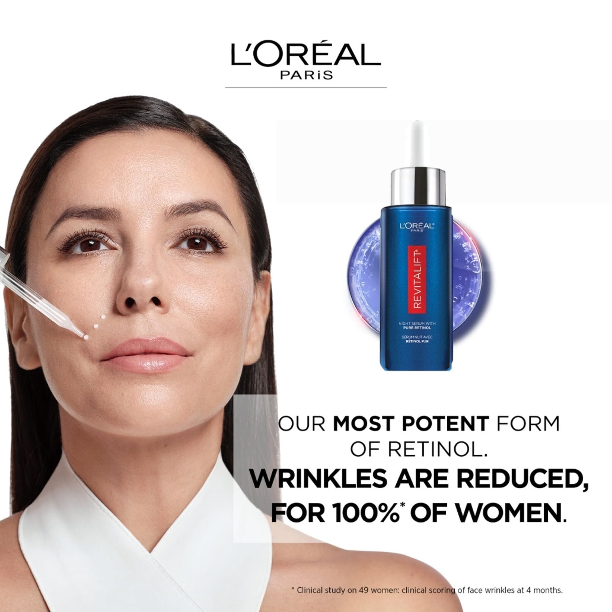 L'Oreal Paris Revitalift serum shows dermatologist-tested seal for sensitive skin suitability