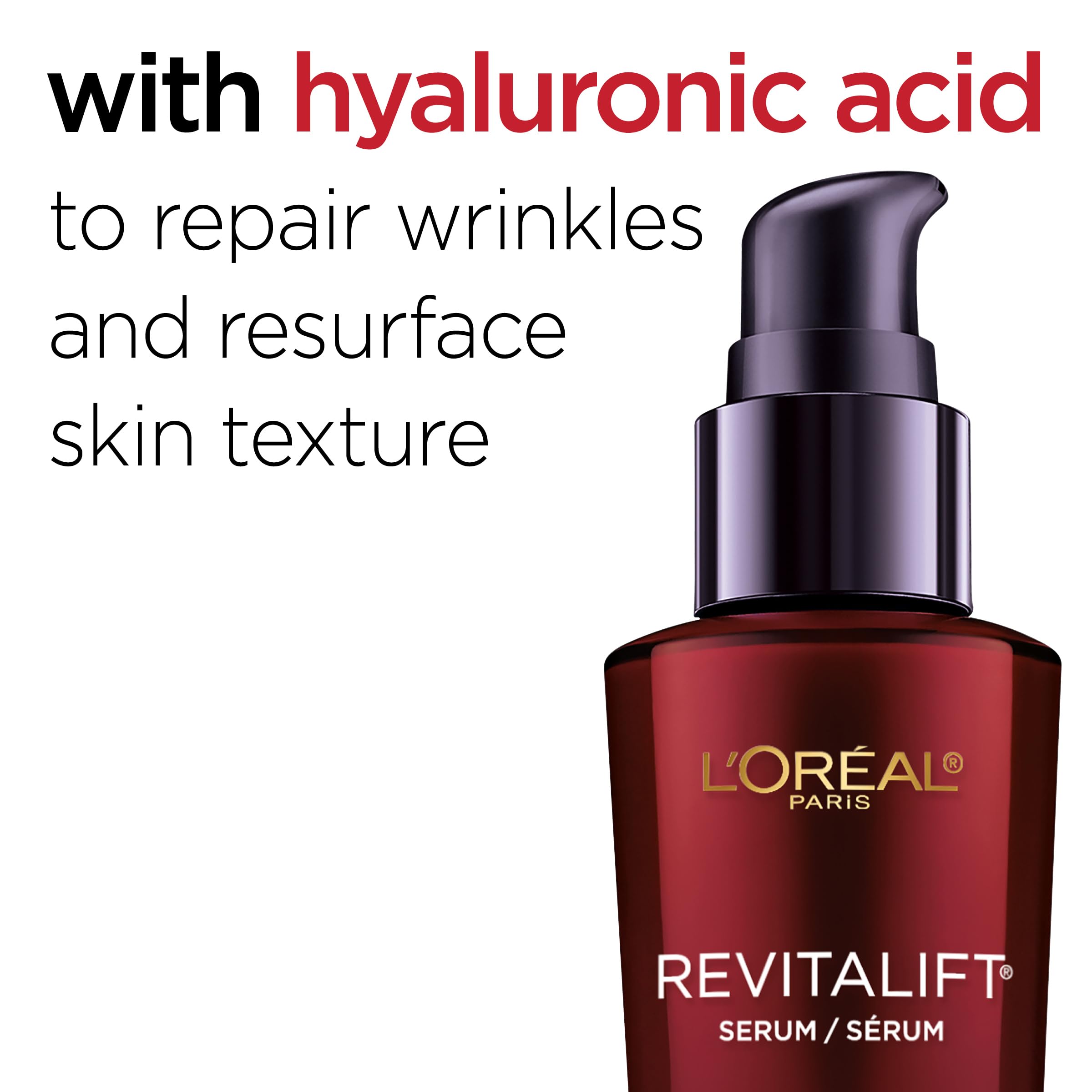 L'Oreal Paris Revitalift Triple Power serum applied on the face shows smooth texture