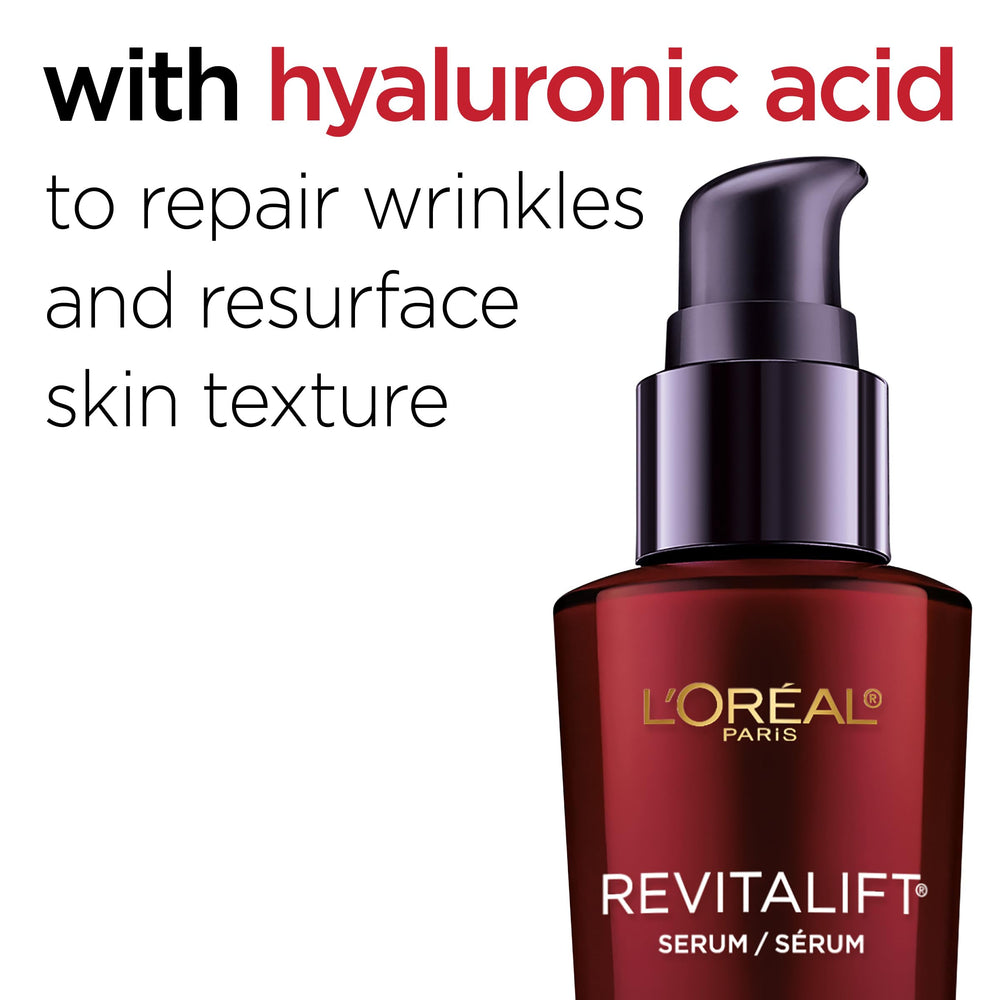 L'Oreal Paris Revitalift Triple Power serum applied on the face shows smooth texture