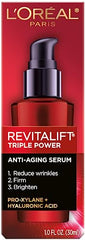 L'Oreal Paris Revitalift Triple Power serum pump closeup and hydration