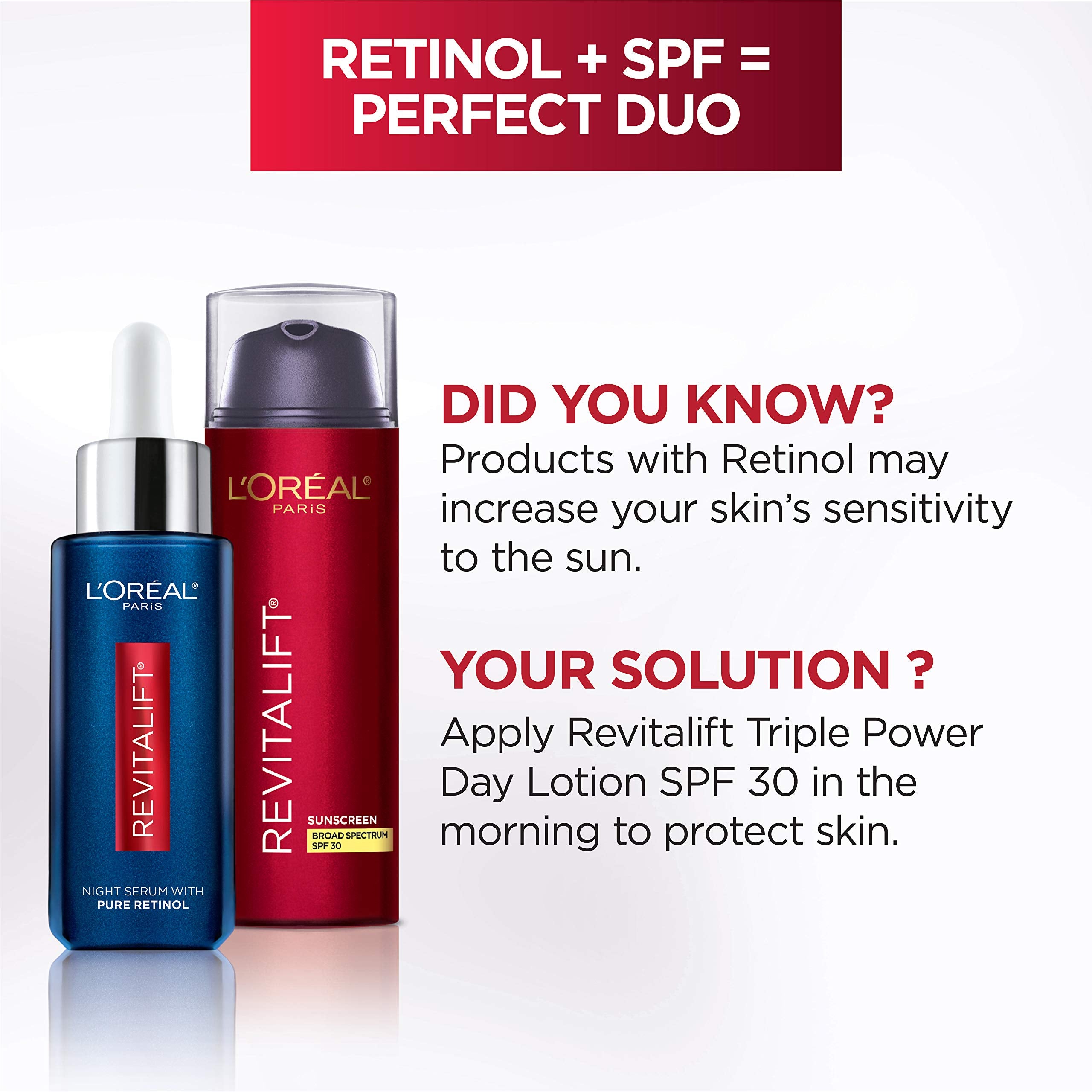 Vitamina C en Revitalift ilumina el tono de la piel tras cada uso.