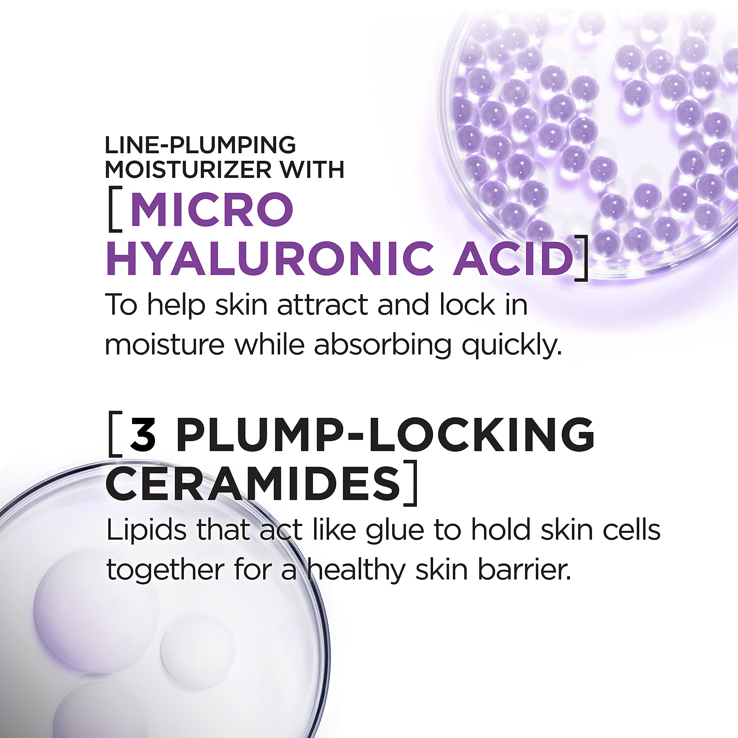 L'Oreal Paris Revitalift Water Cream close-up highlighting ceramides and moisture barrier support.