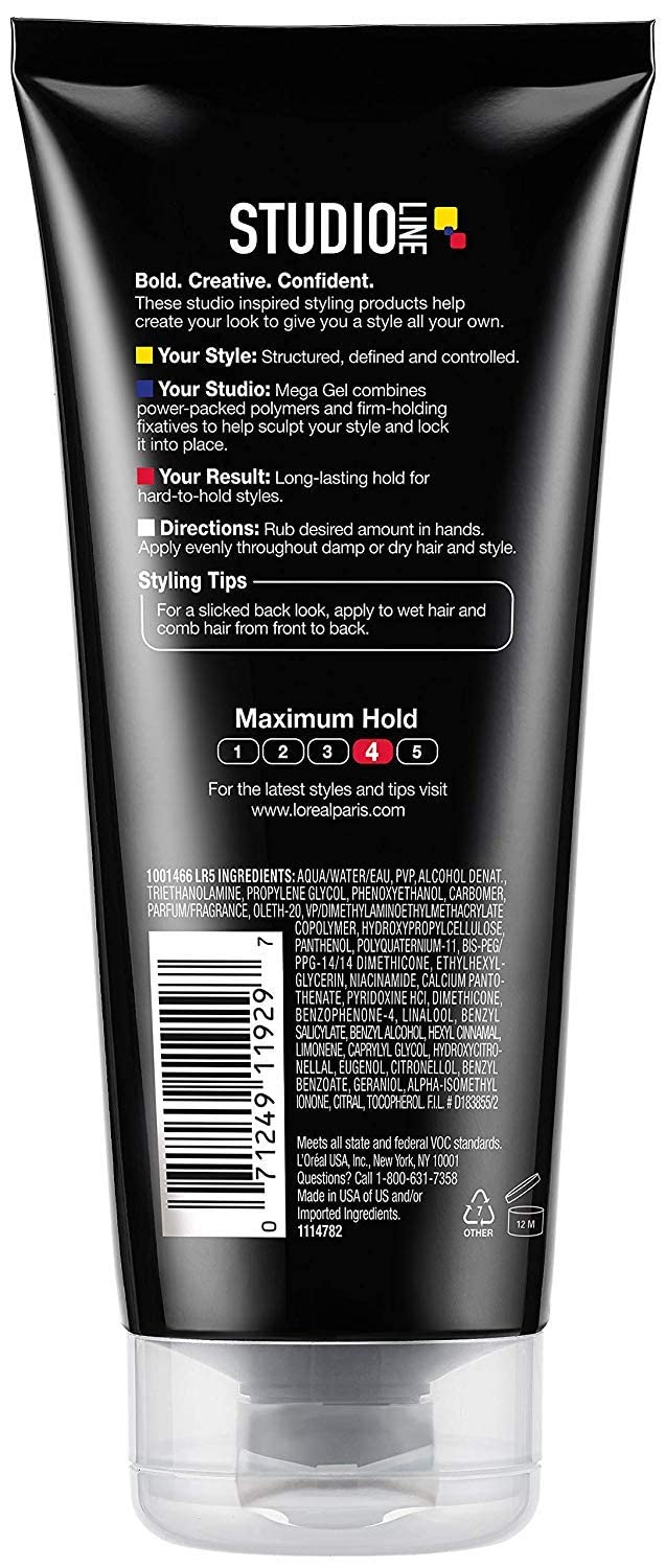 L'Oreal Paris Studio Line Mega Hair Gel texture close-up for versatile styling.