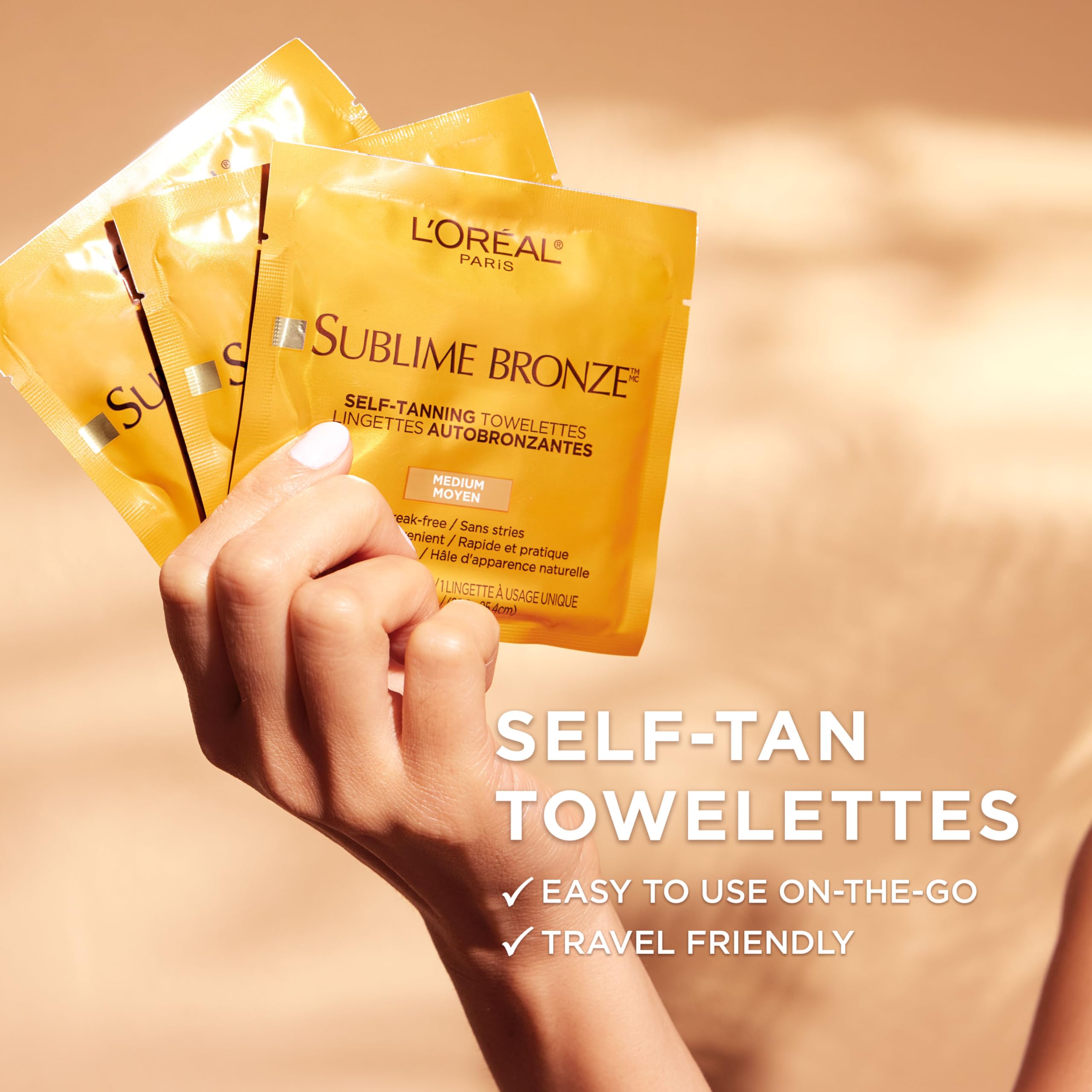 Toallita autobronceadora individual de L'Oreal Paris para aplicación rápida