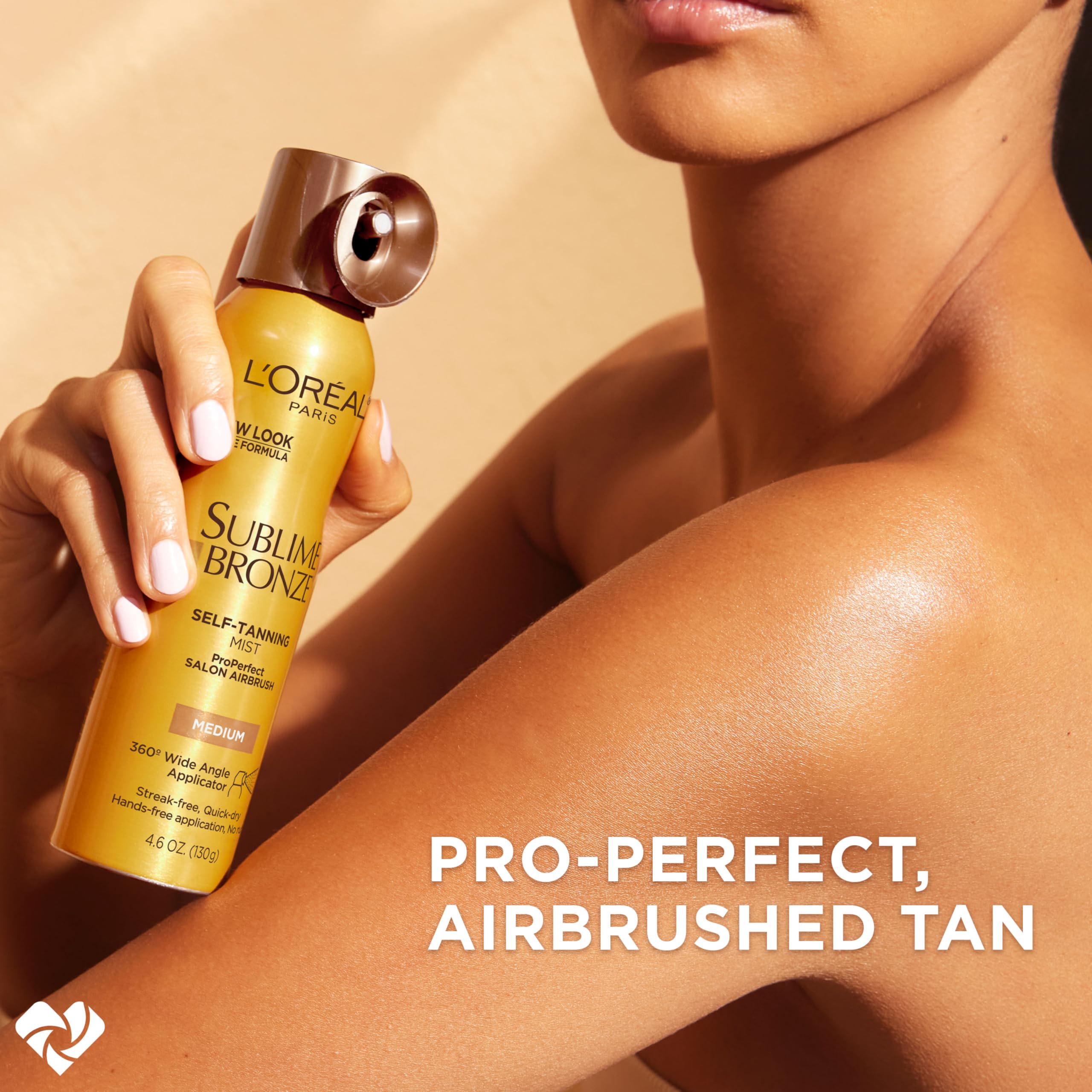 Sublime Bronze de L'Oréal Paris, bruma de secado rápido para acabado uniforme.