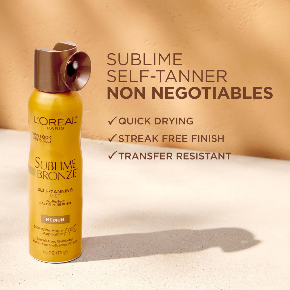 L'Oreal Paris Sublime Bronze Self-Tanning Mist uso diario para mantener el bronceado.