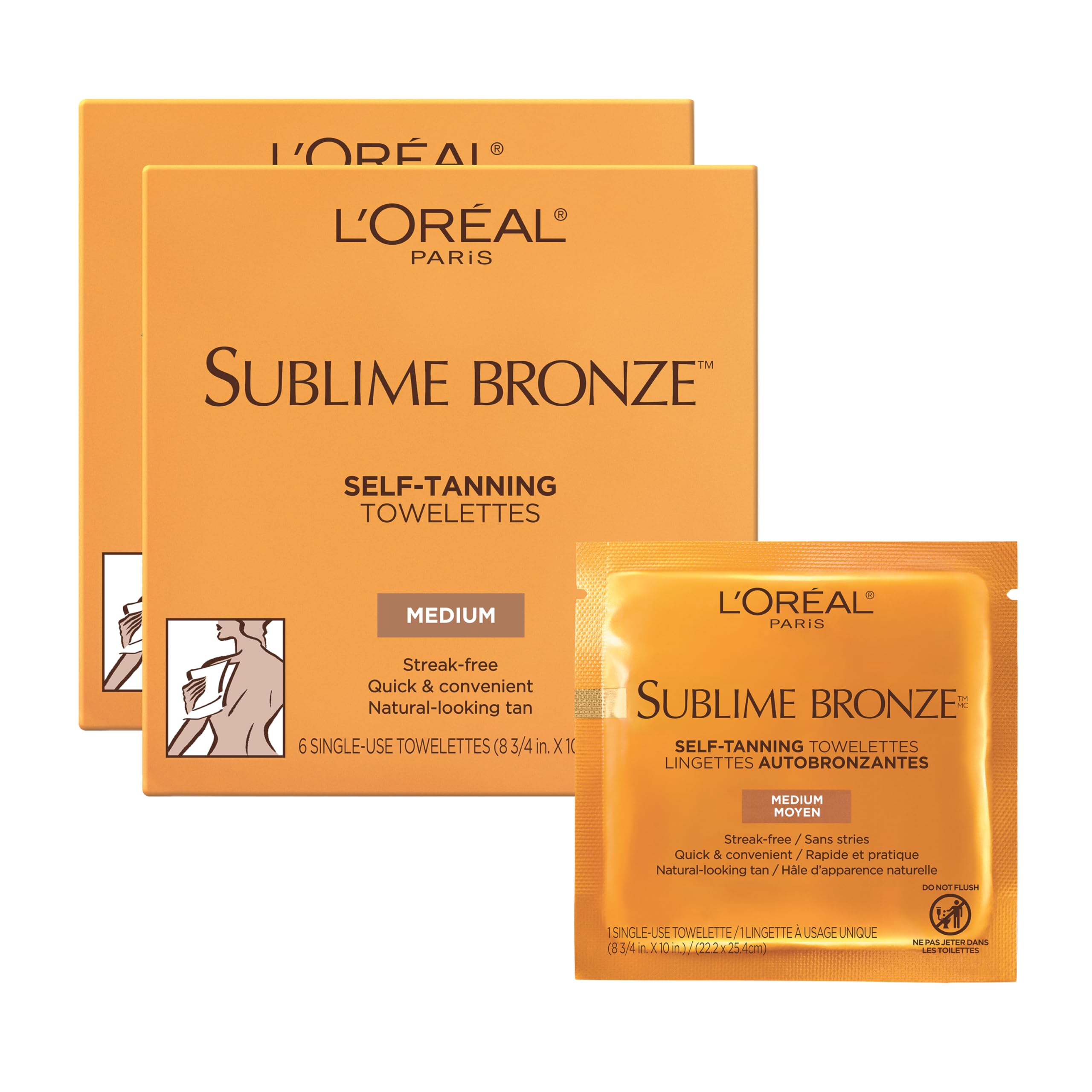 L'Oréal Paris Sublime Bronze: toallitas autobronceadoras para cuerpo, aplicación rápida y uniforme.