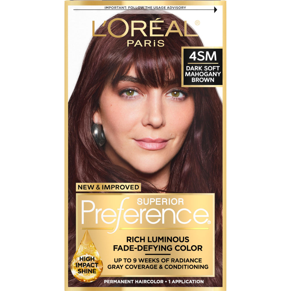 L'Oreal Paris Superior Preference 4SM bottle for fade-defying dark mahogany color