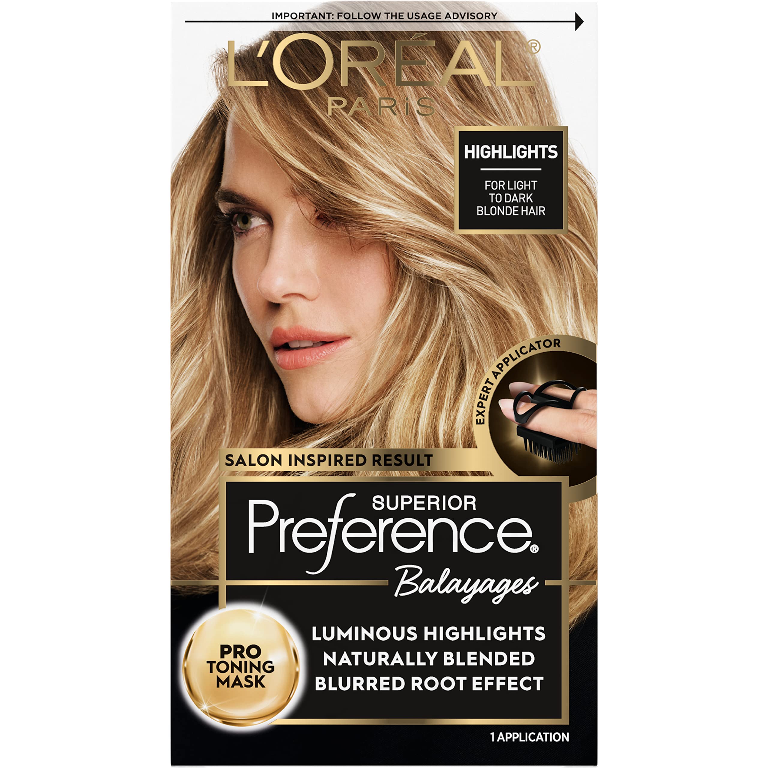 L'Oreal Paris Superior Preference Balayage Kit expert applicator enables precise at-home balayage.