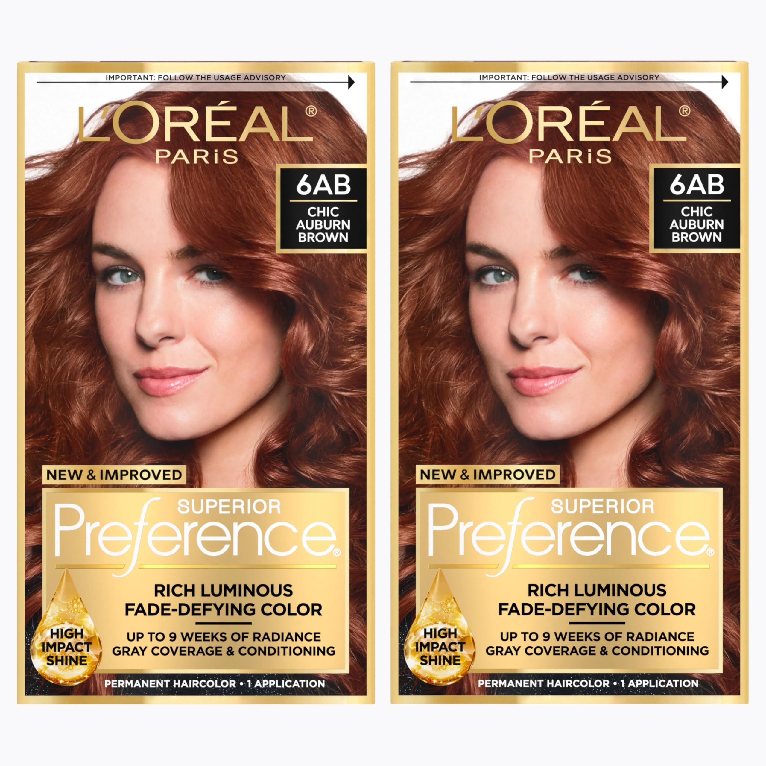 L'Oreal Paris Superior Preference Chic Auburn Brown 6AB color gel for precise coverage