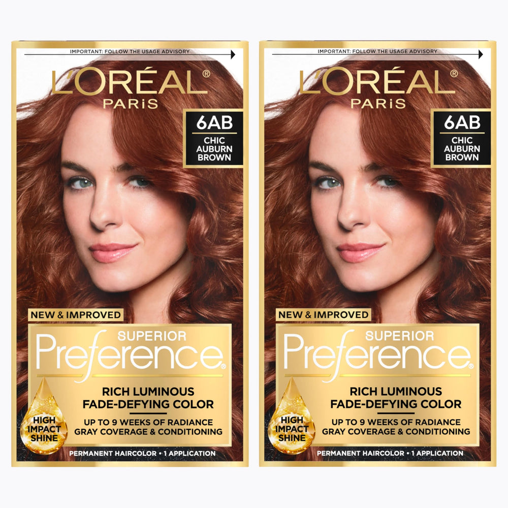 L'Oreal Paris Superior Preference Chic Auburn Brown 6AB color gel for precise coverage