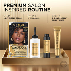 L'Oreal Paris Superior Preference color gel delivers smooth coverage with lasting vibrancy.