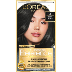 L’Oréal Paris Superior Preference Soft Black 3 color gel delivering fade-defying radiance.