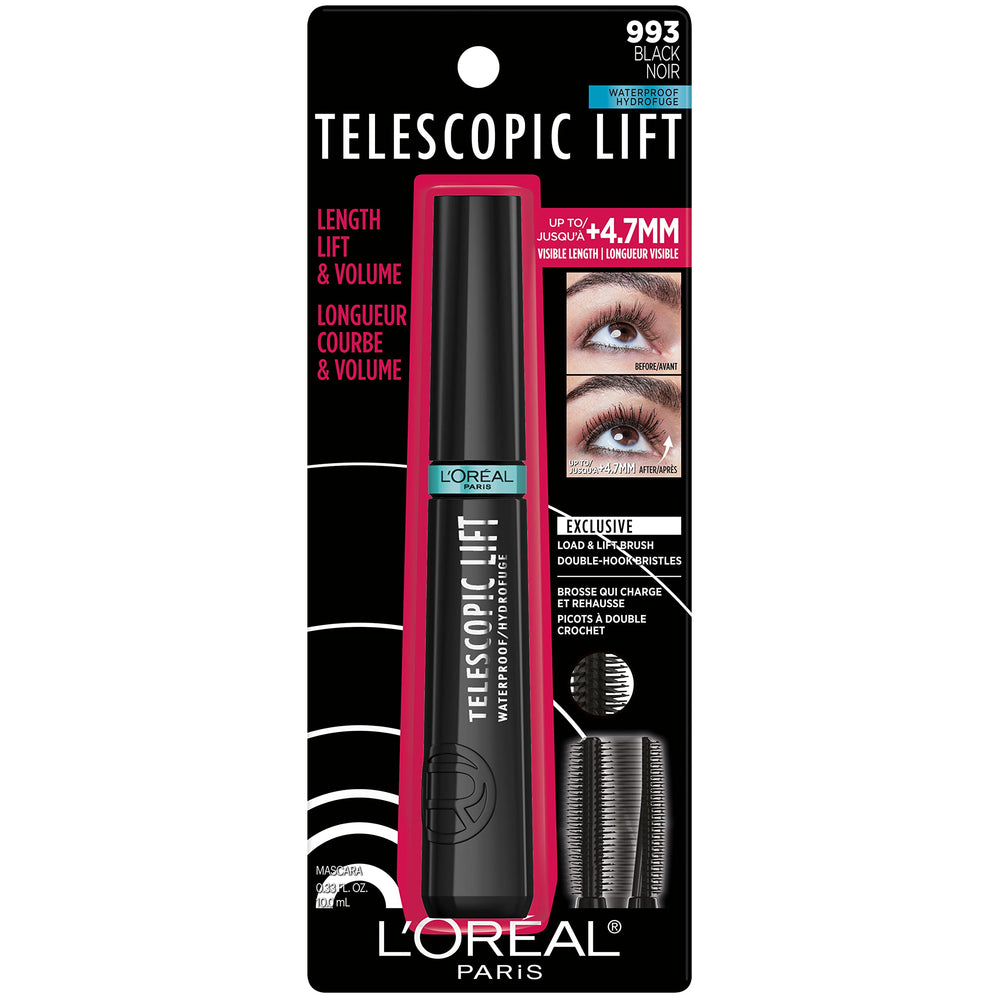 L’Oréal Paris Telescopic Lift Cepillo de doble gancho captura cada pestaña para mayor longitud.