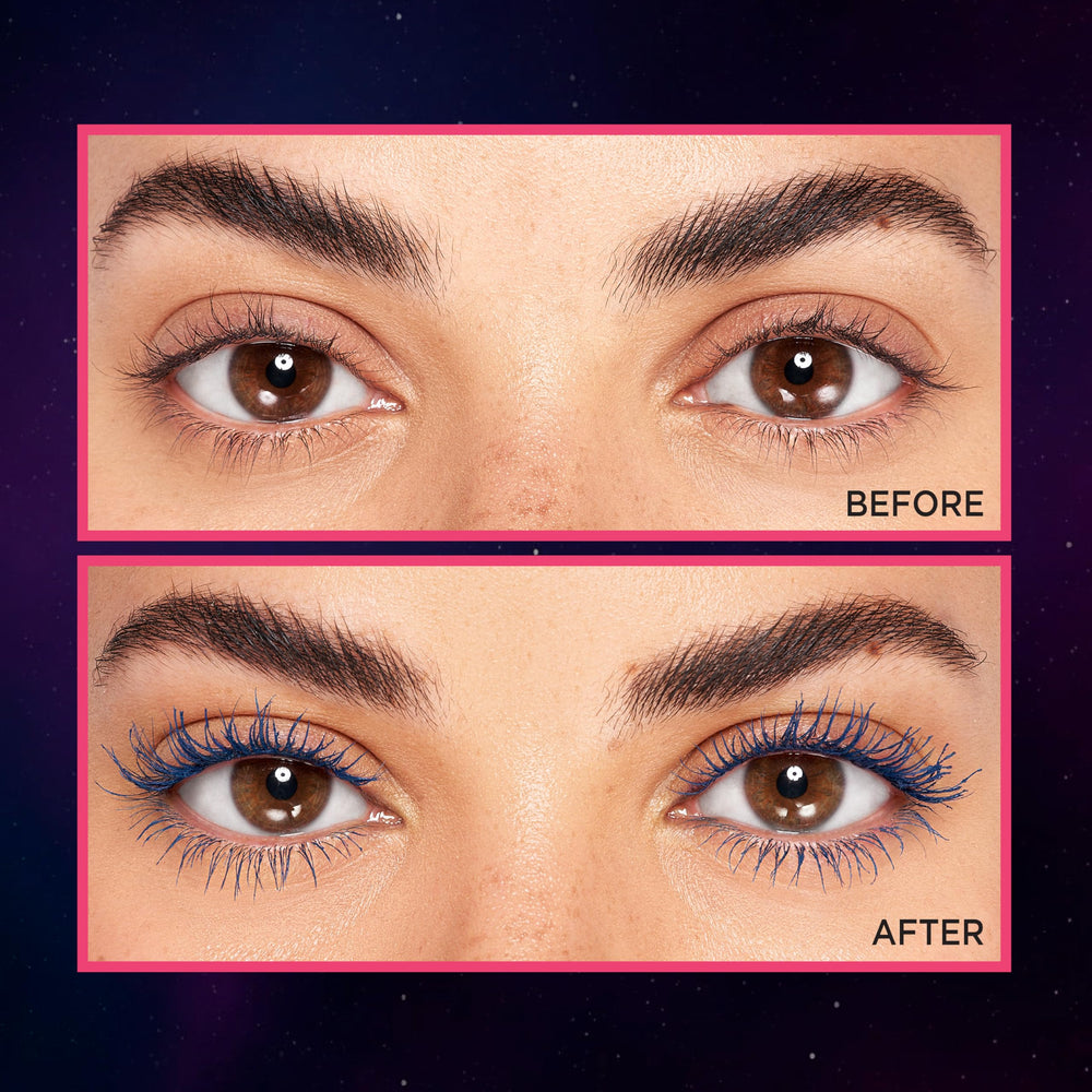 Stellar Blue washable mascara shade adds color without commitment.