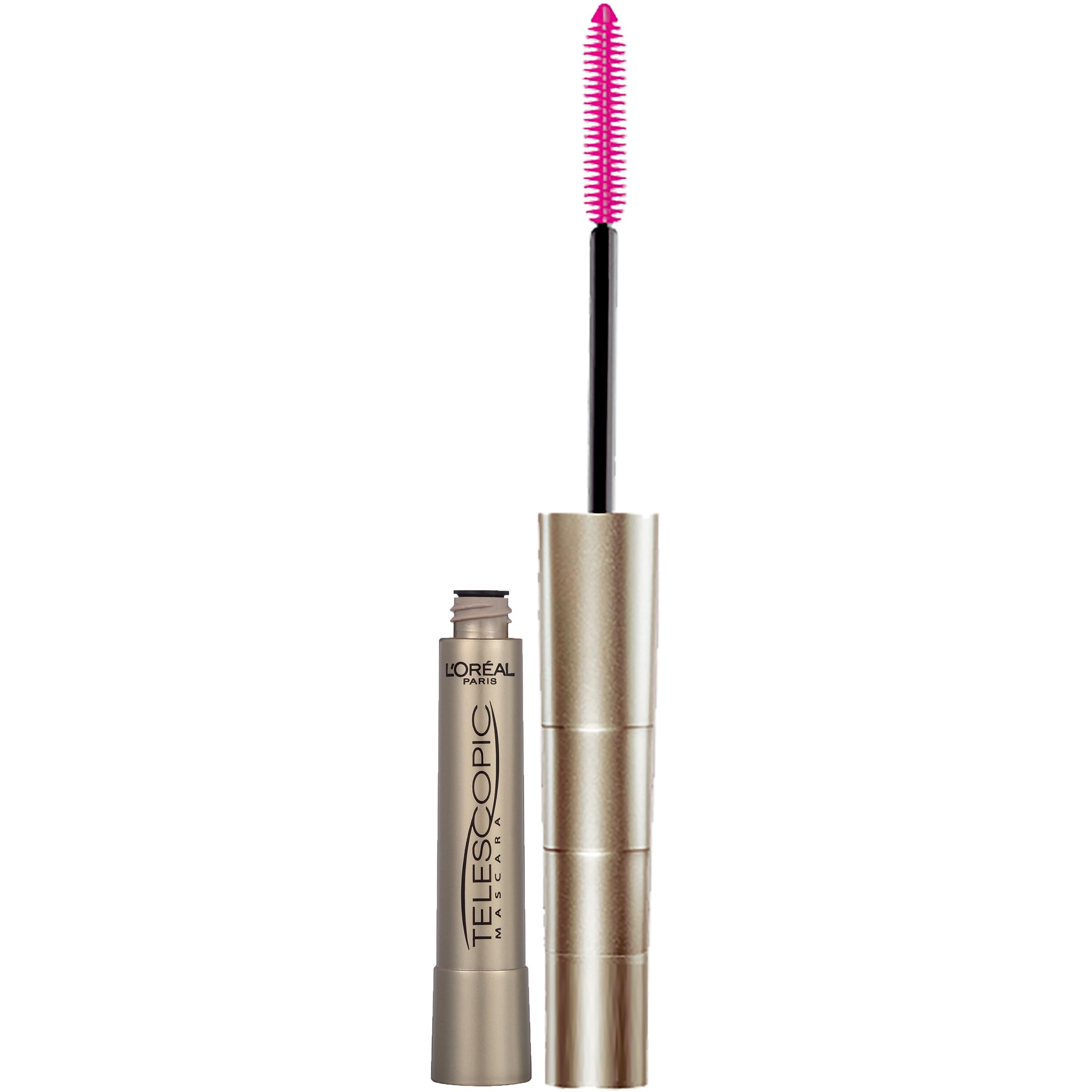 Máscara Telescopic de L'Oreal Paris alarga pestañas desde la base para definición precisa.