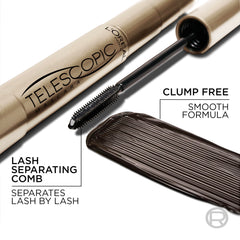 L'Oreal Paris Telescopic Mascara comb side separates lashes to reduce clumping.
