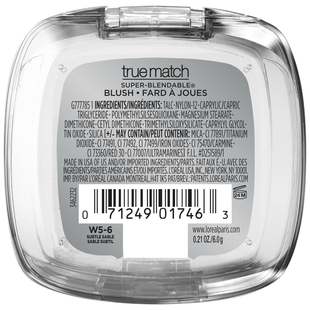L'Oreal Paris True Match Blush Subtle Sable, espejo interno y brocha para retoques fáciles.