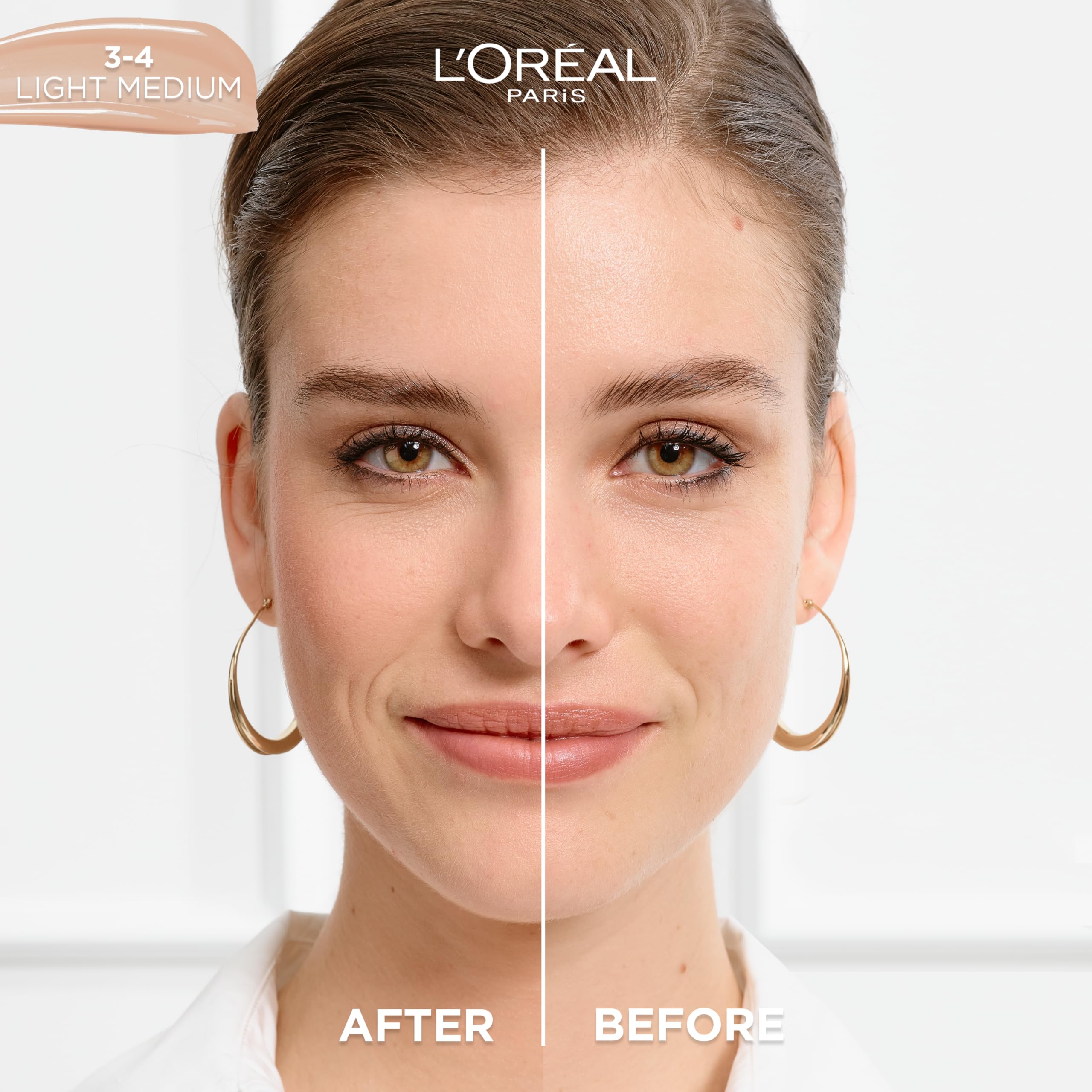 L'Oreal Paris True Match Nude Hyaluronic Serum, aplicación suave para tono uniforme.