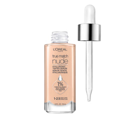 L’Oréal Paris True Match Nude Sérum Hialurónico, botella, hidratación ligera y acabado radiante.