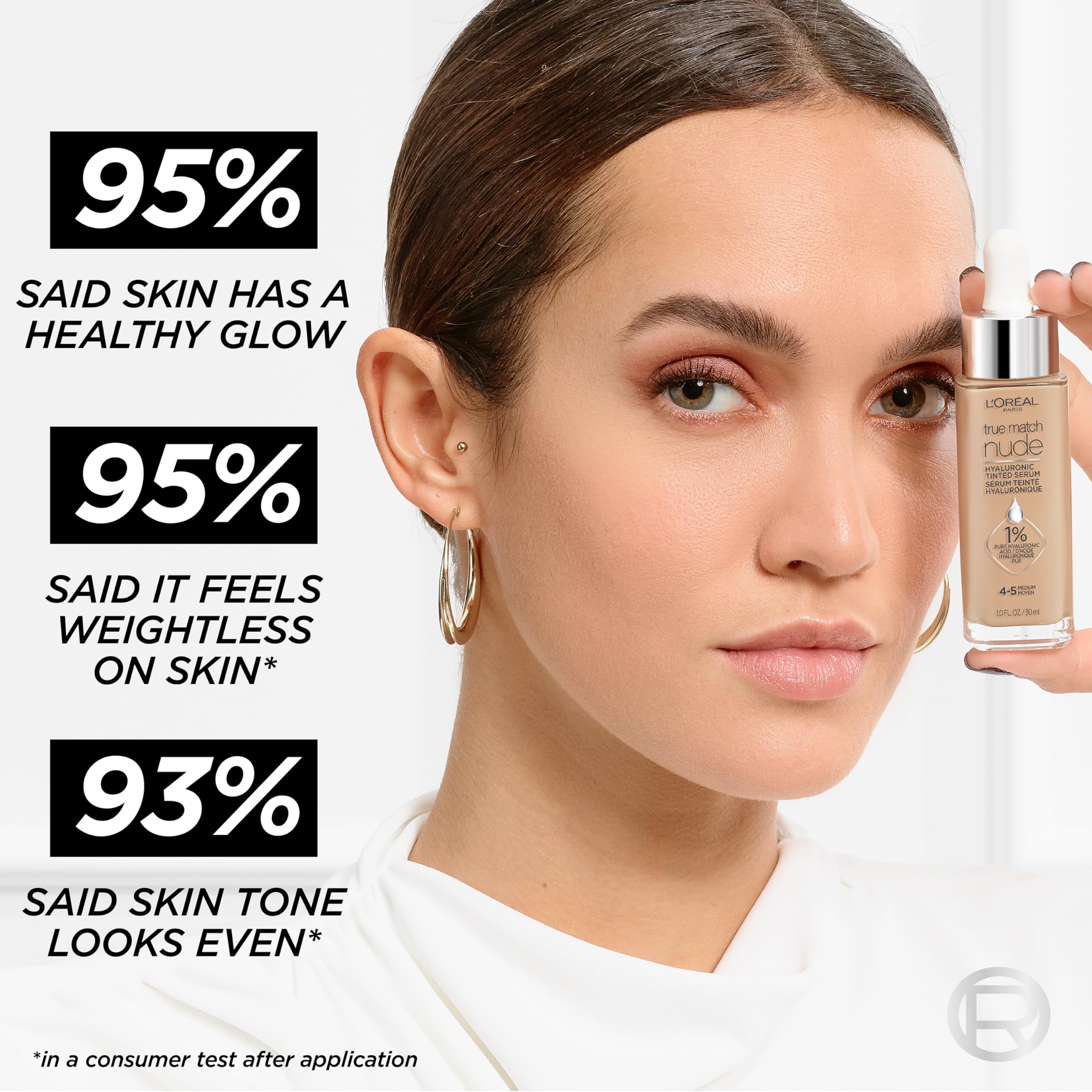 L'Oréal Paris True Match Nude, tono Rich Medium 4.5-5.5 para luminosidad natural.