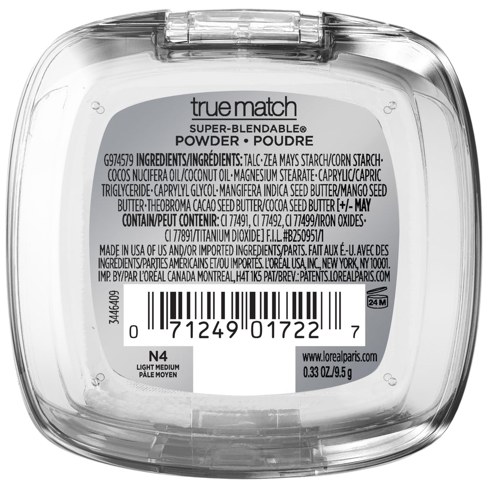 L'Oreal Paris True Match powder pairs with True Match makeup for a cohesive look.