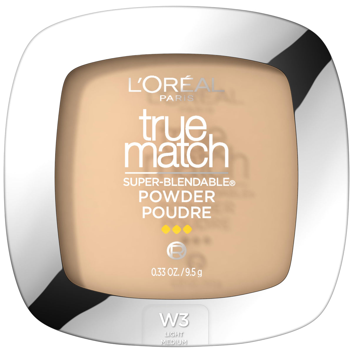 L’Oréal Paris True Match powder compact open for natural finish.