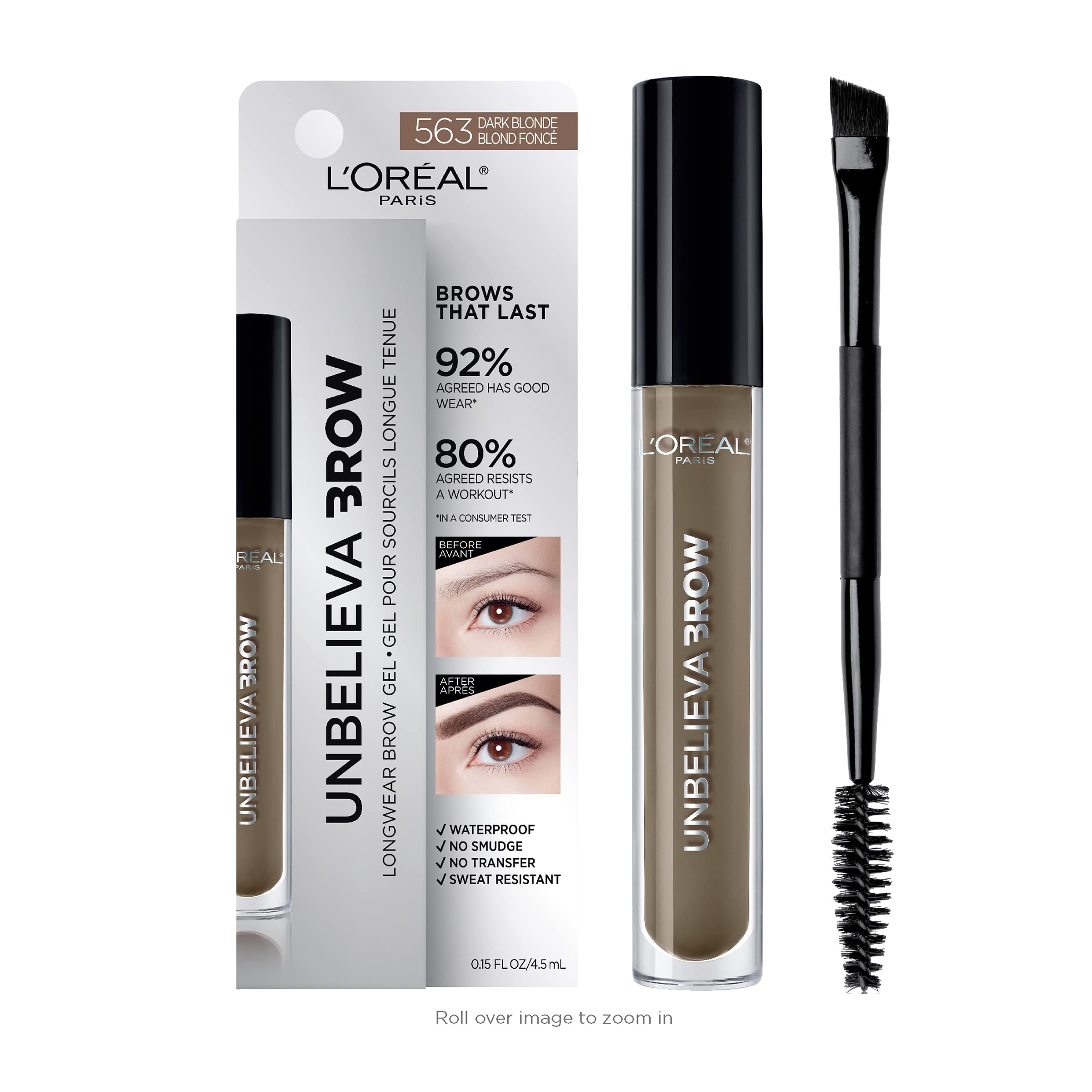 L'Oreal Paris Unbelieva-Brow Gel con aplicador-angulo para definición precisa.